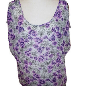 Torrid Tunic Floral Lavender Roses 1X